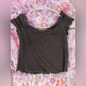 Pacsun L.A. hearts off the shoulder ruffled green crop top